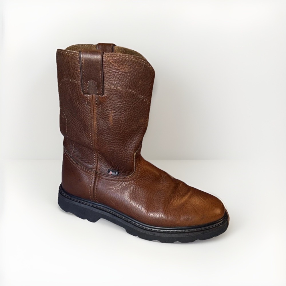 Justin Screwdriver Pull On Brown Leather Work Boots Size 8.5M Style-WK4905‎